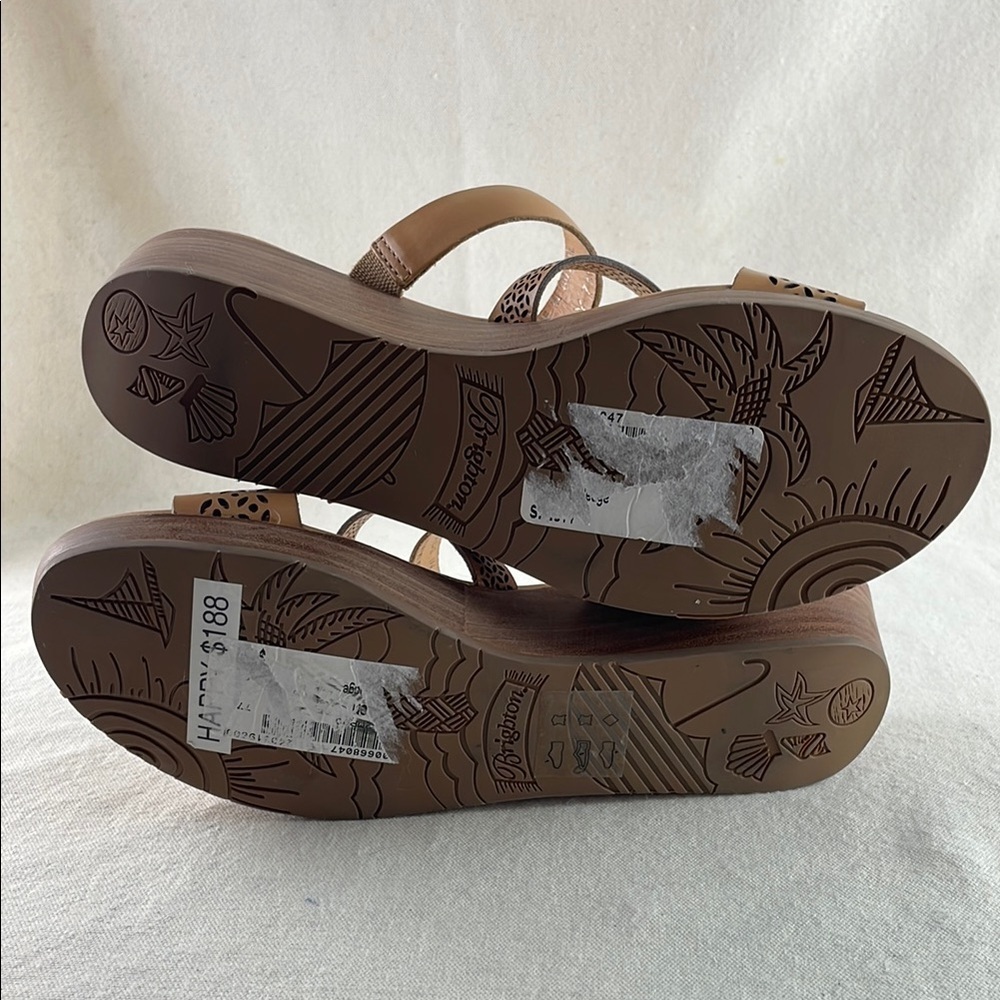 Brighton Happy Women's Brown Cutout Wedge Sandals Size 7 - Picture 7 of 8